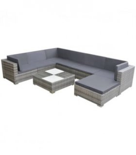 vidaXL Patio Furniture | Grey | Powder-coated steel frame | 8 Piece Set