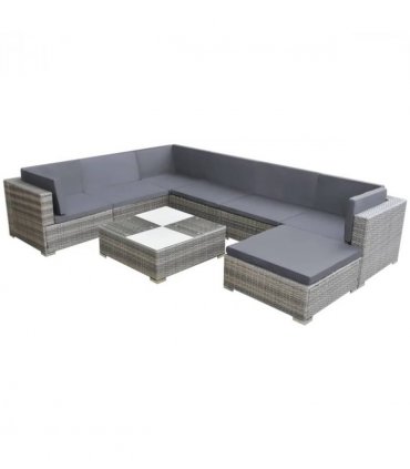 vidaXL Patio Furniture | Grey | Powder-coated steel frame | 8 Piece Set