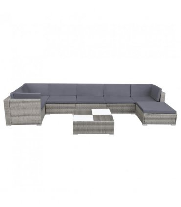 vidaXL Patio Furniture | Grey | Powder-coated steel frame | 8 Piece Set