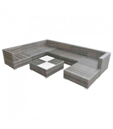 vidaXL Patio Furniture | Grey | Powder-coated steel frame | 8 Piece Set