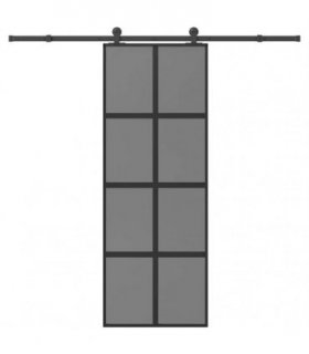 vidaXL Sliding Door with Hardware Set 76x205 cm Tempered Glass&Aluminium