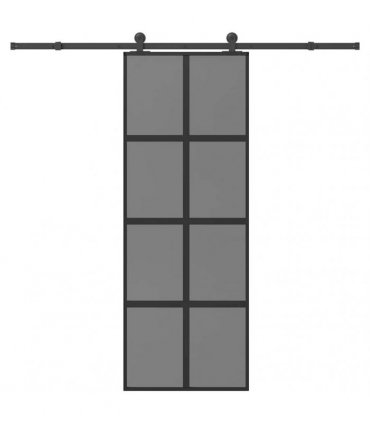 vidaXL Sliding Door with Hardware Set 76x205 cm Tempered Glass&Aluminium