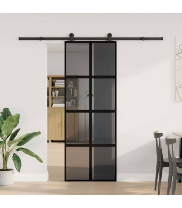 vidaXL Sliding Door with Hardware Set 76x205 cm Tempered Glass&Aluminium
