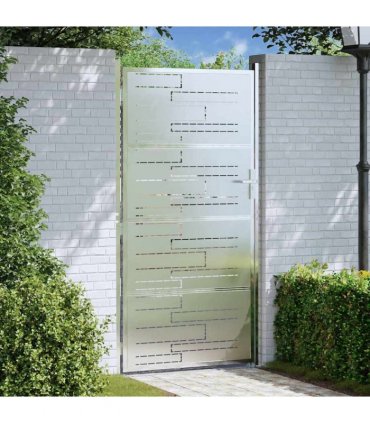 vidaXL Garden Gate with Lock Silver 85 x 174 cm Stainless Steel