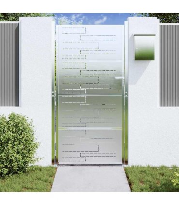 vidaXL Garden Gate with Lock Silver 85 x 174 cm Stainless Steel