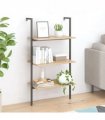 vidaXL 3-Tier Leaning Shelf Light Brown and Black 64x35x120.5 cm