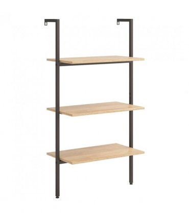 vidaXL 3-Tier Leaning Shelf Light Brown and Black 64x35x120.5 cm