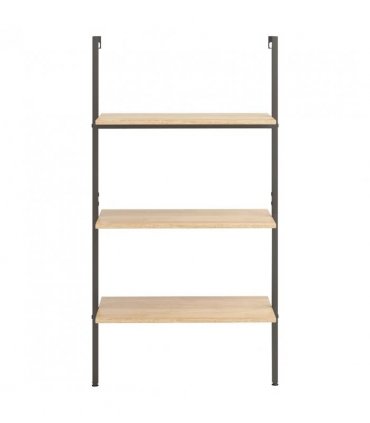 vidaXL 3-Tier Leaning Shelf Light Brown and Black 64x35x120.5 cm