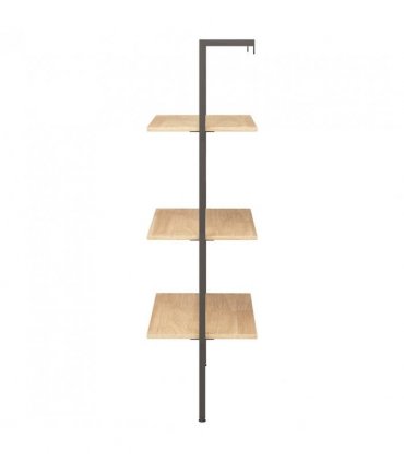 vidaXL 3-Tier Leaning Shelf Light Brown and Black 64x35x120.5 cm