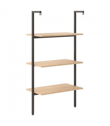 vidaXL 3-Tier Leaning Shelf Light Brown and Black 64x35x120.5 cm