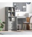 vidaXL Desk with Drawer with Shelf with Storage 2 pcs Concrete Grey