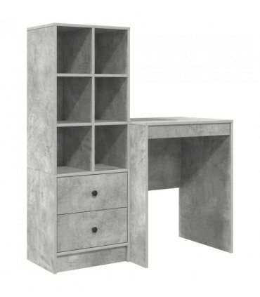 vidaXL Desk with Drawer with Shelf with Storage 2 pcs Concrete Grey