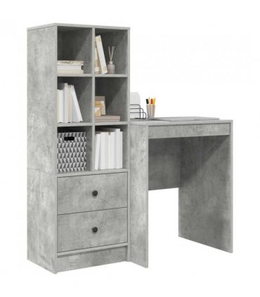 vidaXL Desk with Drawer with Shelf with Storage 2 pcs Concrete Grey