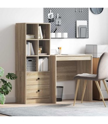 vidaXL Desk with Drawer with Shelf with Storage 2 pcs Sonoma Oak
