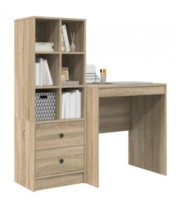 vidaXL Desk with Drawer with Shelf with Storage 2 pcs Sonoma Oak