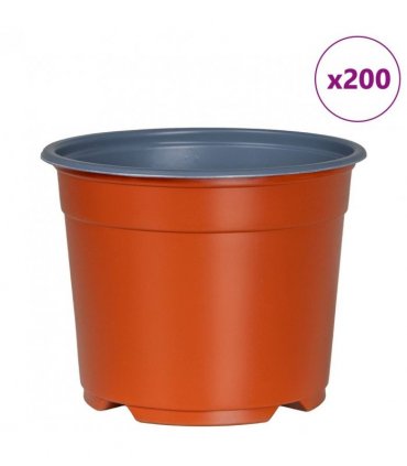 vidaXL Round Flower Pot 200 pcs Terracotta Ø 10 x 8 cm Plastic