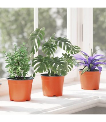vidaXL Round Flower Pot 200 pcs Terracotta Ø 10 x 8 cm Plastic