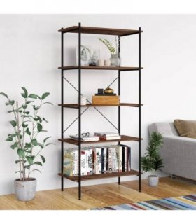 vidaXL 5-Tier Shelving Unit Black and Dark Wood 80x40x163 cm
