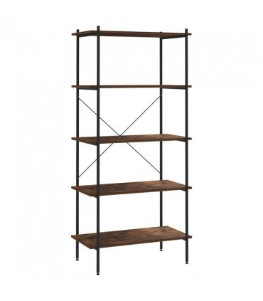 vidaXL 5-Tier Shelving Unit Black and Dark Wood 80x40x163 cm