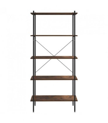 vidaXL 5-Tier Shelving Unit Black and Dark Wood 80x40x163 cm