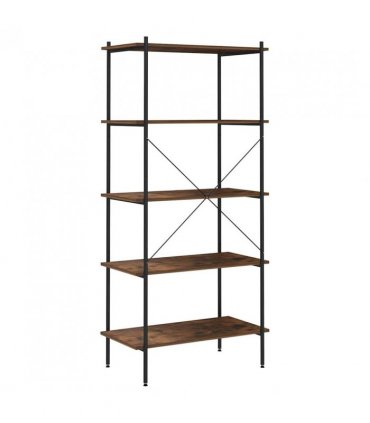 vidaXL 5-Tier Shelving Unit Black and Dark Wood 80x40x163 cm