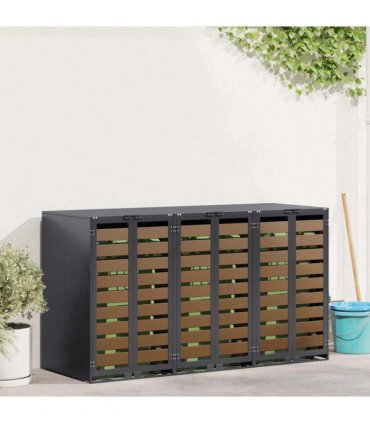 vidaXL Wheelie Bin Storage for 3 Bins Anthracite 204 x 77.5 x 115.5 cm