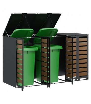 vidaXL Wheelie Bin Storage for 3 Bins Anthracite 204 x 77.5 x 115.5 cm