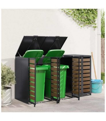 vidaXL Wheelie Bin Storage for 3 Bins Anthracite 204 x 77.5 x 115.5 cm