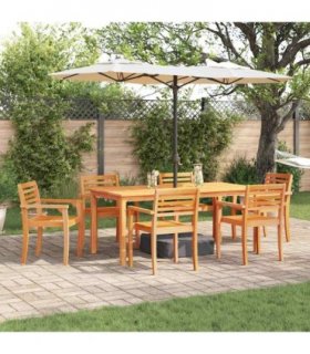 vidaXL Garden Dining Set 7 pcs Brown Solid Acacia Wood