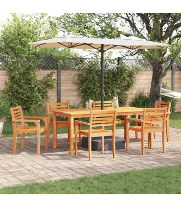 vidaXL Garden Dining Set 7 pcs Brown Solid Acacia Wood