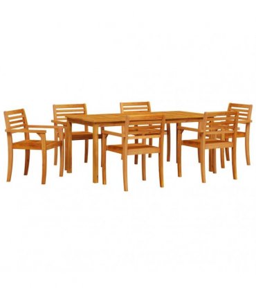 vidaXL Garden Dining Set 7 pcs Brown Solid Acacia Wood