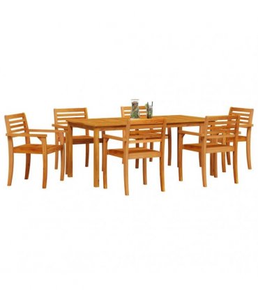 vidaXL Garden Dining Set 7 pcs Brown Solid Acacia Wood