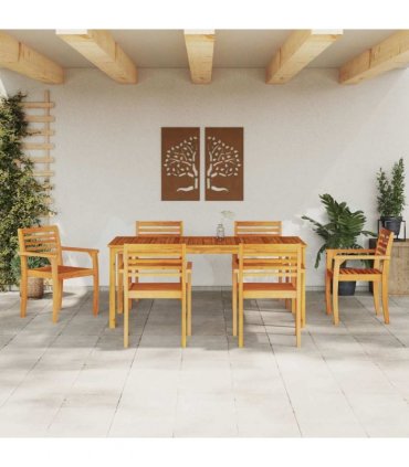 vidaXL Garden Dining Set 7 pcs Brown Solid Acacia Wood