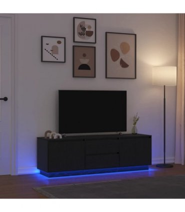 vidaXL TV Cabinet with LED Lights Black Oak 160.5x41x50 cm