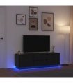 vidaXL TV Cabinet with LED Lights Black Oak 160.5x41x50 cm