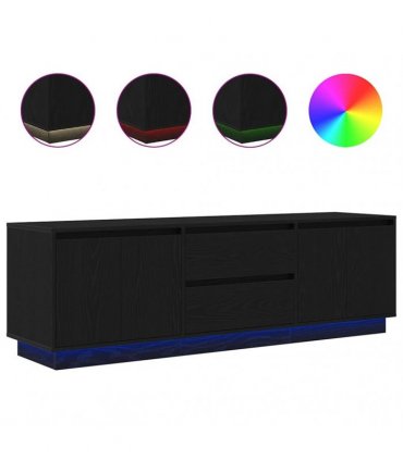 vidaXL TV Cabinet with LED Lights Black Oak 160.5x41x50 cm