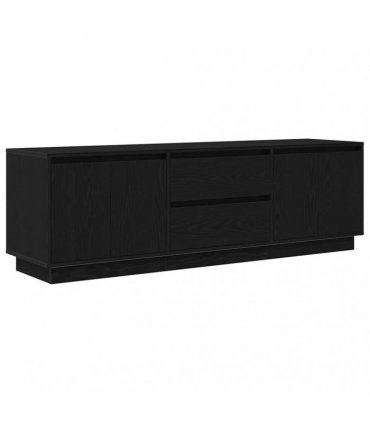 vidaXL TV Cabinet with LED Lights Black Oak 160.5x41x50 cm