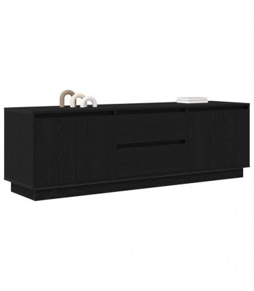 vidaXL TV Cabinet with LED Lights Black Oak 160.5x41x50 cm