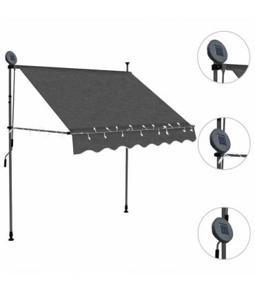 vidaXL Manual Retractable Awning with LED 100 cm Anthracite