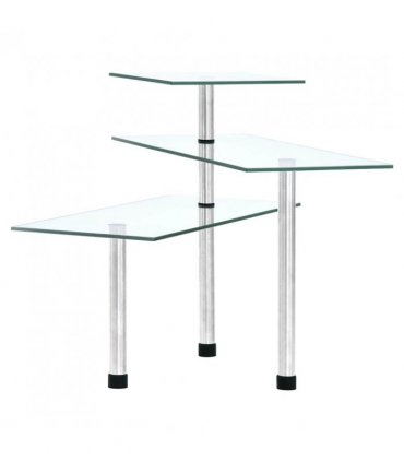 vidaXL 3-Tier Corner Kitchen Shelf Tempered Glass
