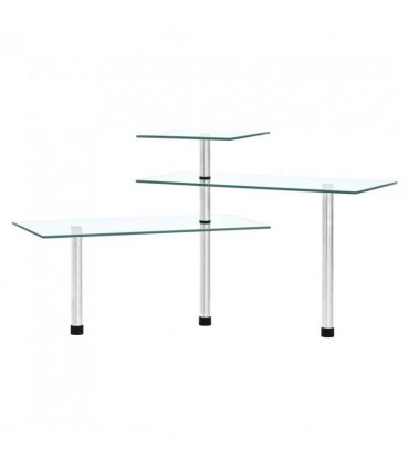 vidaXL 3-Tier Corner Kitchen Shelf Tempered Glass