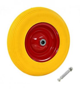 vidaXL Wheelbarrow Wheel with Axle Solid PU 4.00-8 390 mm
