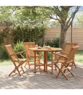 vidaXL Outdoor Dining Set | Natural teak | Smooth-sanded teak hardwood