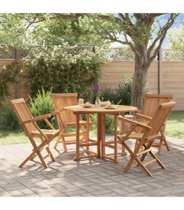 vidaXL Outdoor Dining Set | Natural teak | Smooth-sanded teak hardwood