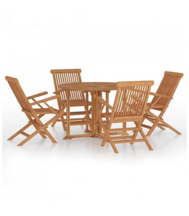 vidaXL Outdoor Dining Set | Natural teak | Smooth-sanded teak hardwood