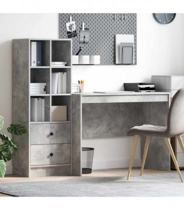 vidaXL Desk with Drawer 2 pcs Concrete Grey
