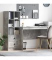 vidaXL Desk with Drawer 2 pcs Concrete Grey