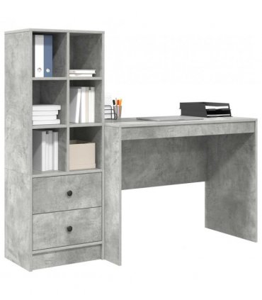 vidaXL Desk with Drawer 2 pcs Concrete Grey