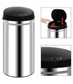 vidaXL Automatic Sensor Dustbin 50 L Stainless Steel