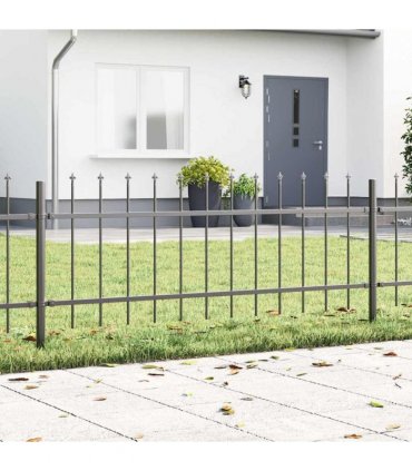 vidaXL Garden Fence 2 pcs Grey 3.4 x 0.6 m Powder-coated Steel